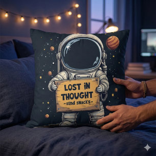 Lustige verlorene Astronaut im Weltraum Illustrati Kissen
