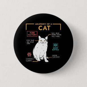 Lustige verrückte Katzen-Meme lächelnd, Anatomie e Button