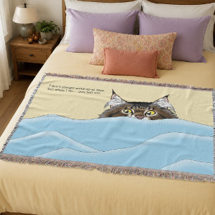 Lustige verspielt-gelbe Tabby-Katze Morgens Humor Decke