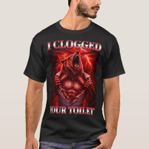 Lustige verstopfte Toilette Alpha-Wolf-Meme Gehirn T-Shirt