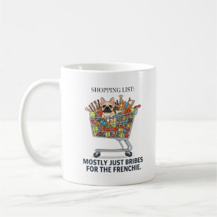 Lustige verwöhnte Französin Einkaufsliste Hundemut Kaffeetasse