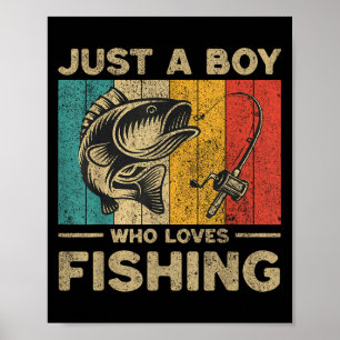 Lustige Vintage-Angler-Witze Jungen Fischer B Fi-S Poster