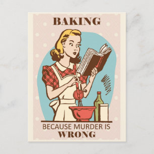 Lustige Vintage-Backfrau Postkarte