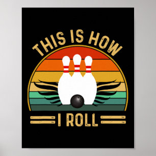 Lustige Vintage Bowling-Shirts für Frauen Herren B Poster