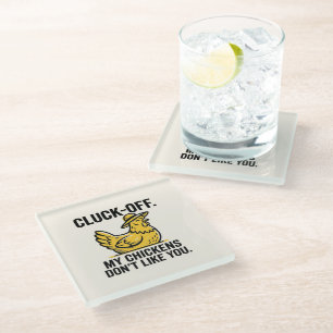 Lustige Vintage-Cluck-Off-Hühnerliebhaber-Minimali Glasuntersetzer