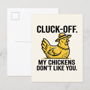 Lustige Vintage-Cluck-Off-Hühnerliebhaber-Minimali Postkarte