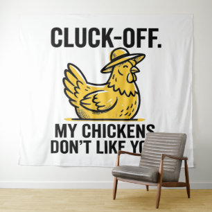 Lustige Vintage-Cluck-Off-Hühnerliebhaber-Minimali Wandteppich