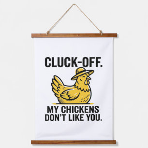 Lustige Vintage-Cluck-Off-Hühnerliebhaber-Minimali Wandteppich Mit Holzrahmen