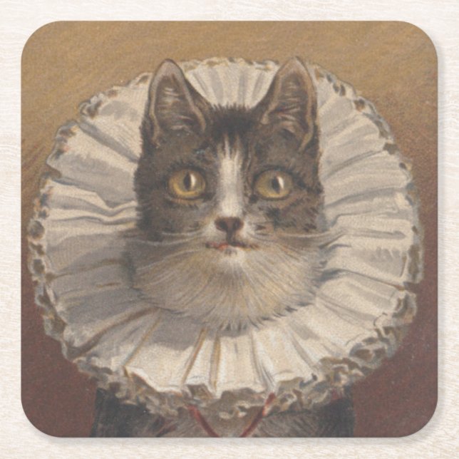 Lustige Vintage Edwardian Katzen-Untersetzer, Set Rechteckiger Pappuntersetzer (Vorderseite)
