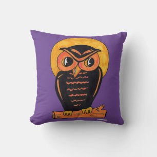 Lustige Vintage-Eule-Halloween-Cartoon-Charakter-K Kissen