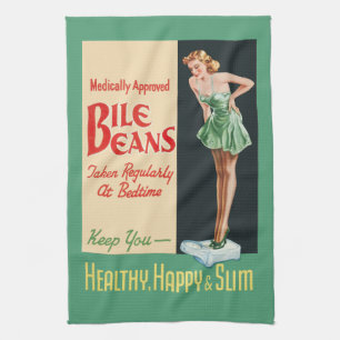 Lustige Vintage-Gesundheitswerbung BILE BEANS Küchentuch