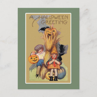Lustige Vintage-Halloween-Illustration Postkarte