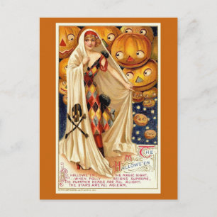 Lustige Vintage-Halloween-Illustration  Postkarte
