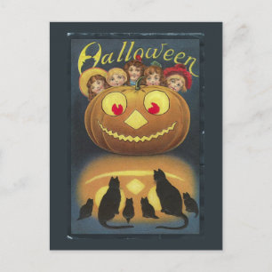 Lustige Vintage-Halloween-Illustration Postkarte