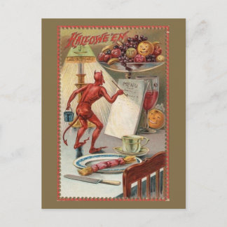 Lustige Vintage-Halloween-Illustration Postkarte