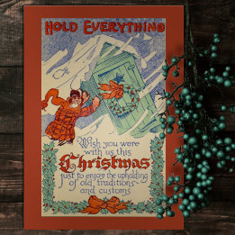 Lustige Vintage-Halte-Alle-Flach-Weihnachten Feiertagskarte