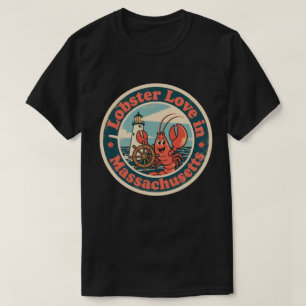 Lustige Vintage-Hummer-Leuchtturm Massachusetts T-Shirt