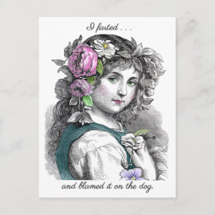 Lustige Vintage-Illustration: Hübsches Mädchen fur Postkarte