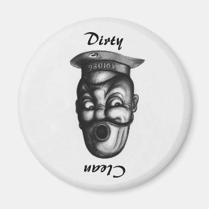 Lustige Vintage-Illustration Schmutzige / Saubere Magnet