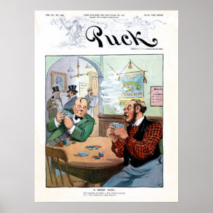 Lustige vintage irische Poker-Cartoon aus Puck Poster