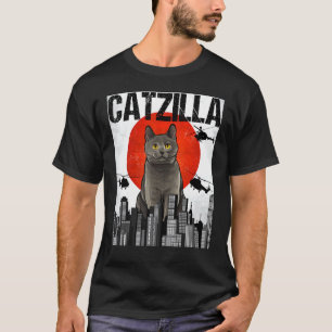 Lustige Vintage Japanische Catzilla Chartreux Katz T-Shirt