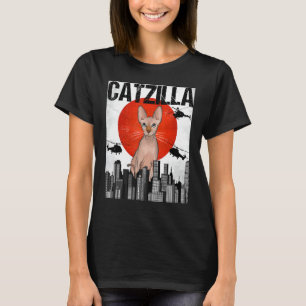 Lustige Vintage Japanische Catzilla Sphynx Katze T-Shirt