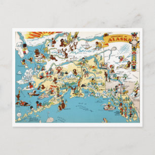 Lustige Vintage-Karte von Alaska Postkarte