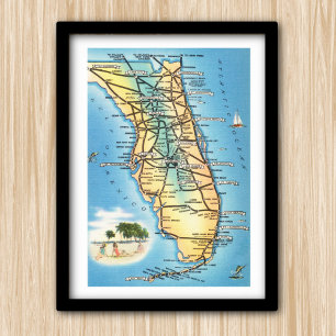 Lustige Vintage-Karte von Florida Poster