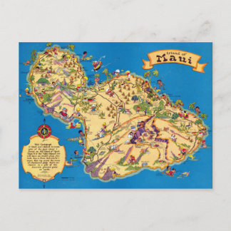 Lustige Vintage-Karte von Maui Postkarte