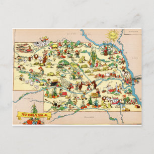Lustige Vintage-Karte von Nebraska Postkarte