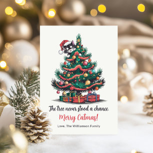 Lustige Vintage-Katz-Weihnachtskarte Feiertagskarte