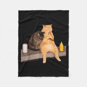 Lustige Vintage-Katze, die Hot Dog isst, für Männe Fleecedecke