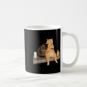 Lustige Vintage-Katze Männer Frauen essen Hot Dog Kaffeetasse