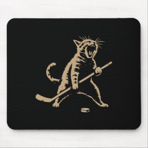 Lustige Vintage-Katze spielt Eishockey-Puck Cool S Mousepad