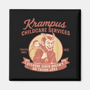 Lustige Vintage-Krampus-Kind-Transportdienste Froh Magnet