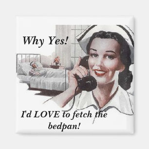 Lustige Vintage-Krankenschwester in einem Retro-Kr Magnet