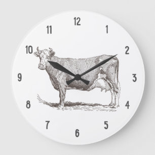 Lustige Vintage-Kuh Große Wanduhr