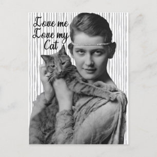 Lustige Vintage Lieb Mich Lieb Meine Katze Postkarte