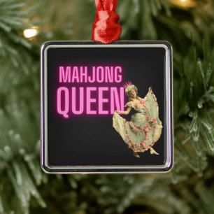 Lustige Vintage-Mahjong-Königin Ornament Aus Metall