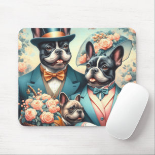 Lustige Vintage-Malerei einer französischen Bulldo Mousepad