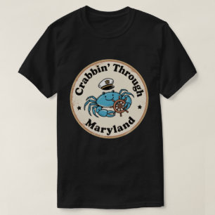 Lustige Vintage-Maryland-Blauhummer-Kapitänsmütze  T-Shirt