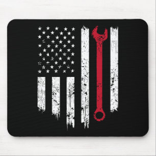 Lustige Vintage-Mechaniker-Bedrängte-amerikanische Mousepad