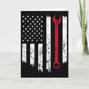 Lustige Vintage-Mechaniker-Müde Amerikanische Flag Karte