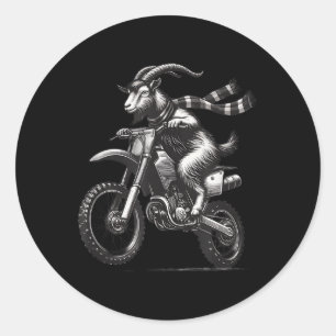 Lustige Vintage-Motocross-Fahrrad-Grafik Ziege Rei Runder Aufkleber
