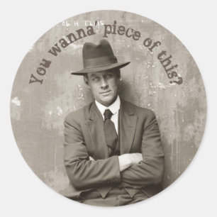 Lustige Vintage-Mugshot-Mafia-Gangster Runder Aufkleber