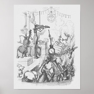 Lustige Vintage-Musik-Instrument Orchester-Musiker Poster