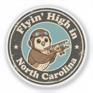 Lustige Vintage North Carolina Eule Pilot Retro Aufkleber