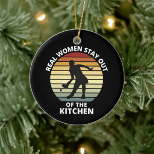 Lustige Vintage-Pickleball-Frauen Keramik Ornament