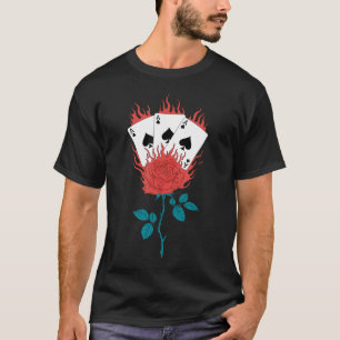 Lustige Vintage-Poker-Ass-Karten-Grafik-Rose-Spick T-Shirt
