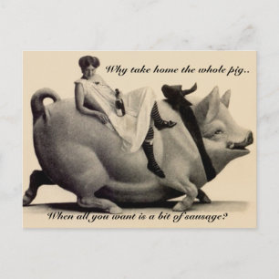 Lustige Vintage-Postkarte Dame reitet auf einem Sc Postkarte